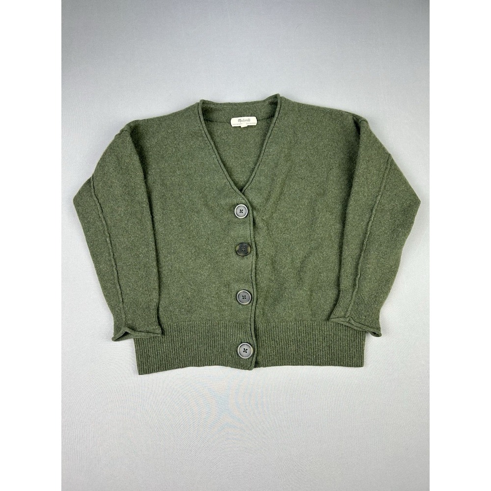 Madewell Juniors XS-S‎ Cashmere And Wool Olive Green Cardigan 3/4 Sleeve (Read)